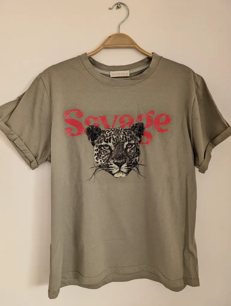 camiseta leopardo verde militar