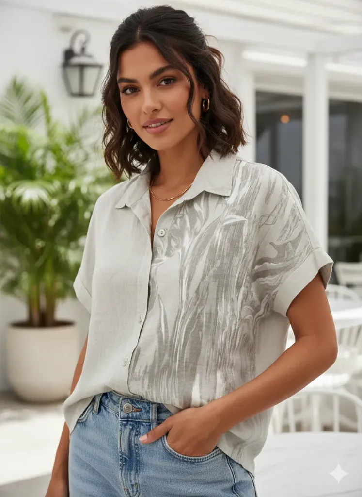 [754300011 7543 E] BLUSA 754300011 7543 E 100%LINO