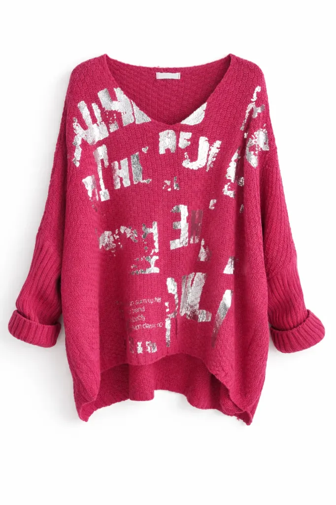 [7252] Saco fucsia con plateado